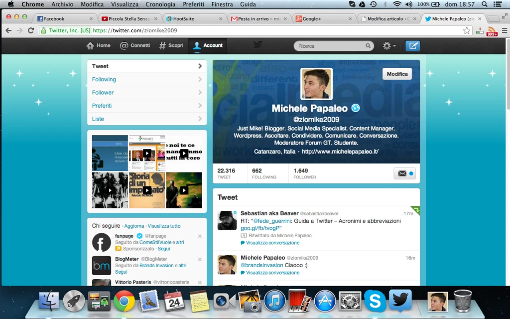 Twitter scheda profilo